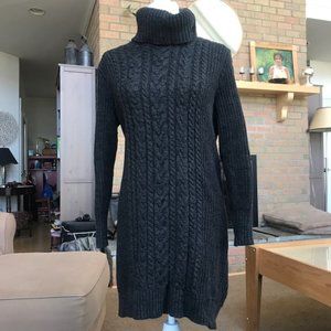 GAP Dark Grey Cabled Sweater Dress with Cowl Neck